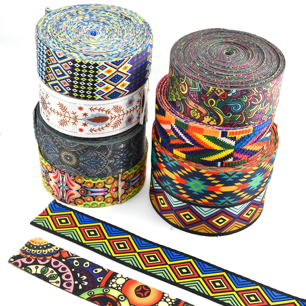 Vintage Ethnic Embroidery Jacquard Ribbon Webbing DIY Clothes Bag Accessories Embroidered Fabric Supplies 1 yard (38mm/1.5inch) Embroidery Ribbon Webbing Ribbon
