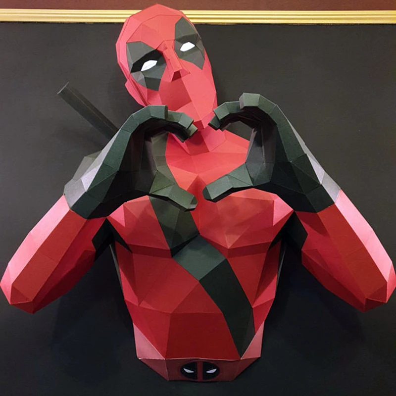 Deadpool Marvel Super Heroes 3D Paper Model Home Decor Hallway Party Wall Decorations Papercraft Sculpture DIY Handmade Toy Gift