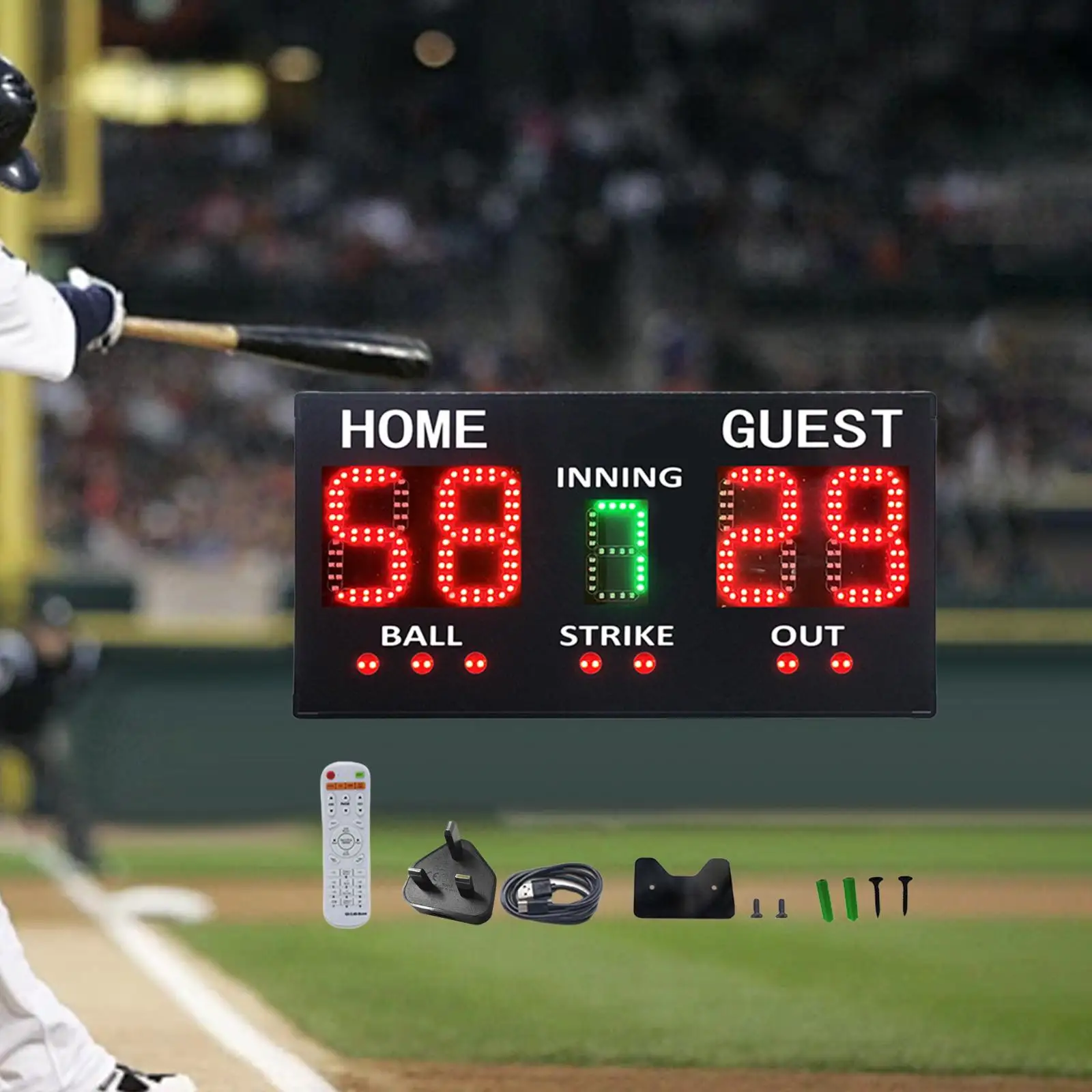 Digital Baseball Scoreboard with Remote Professional Score Inning Ball Strike Out LED Baseball Scoreboard for Competition Fence Digital Baseball Scoreboard with Remote Professional Score Inning Ball Strike Out LED Baseball Scoreboard for Competition Fence