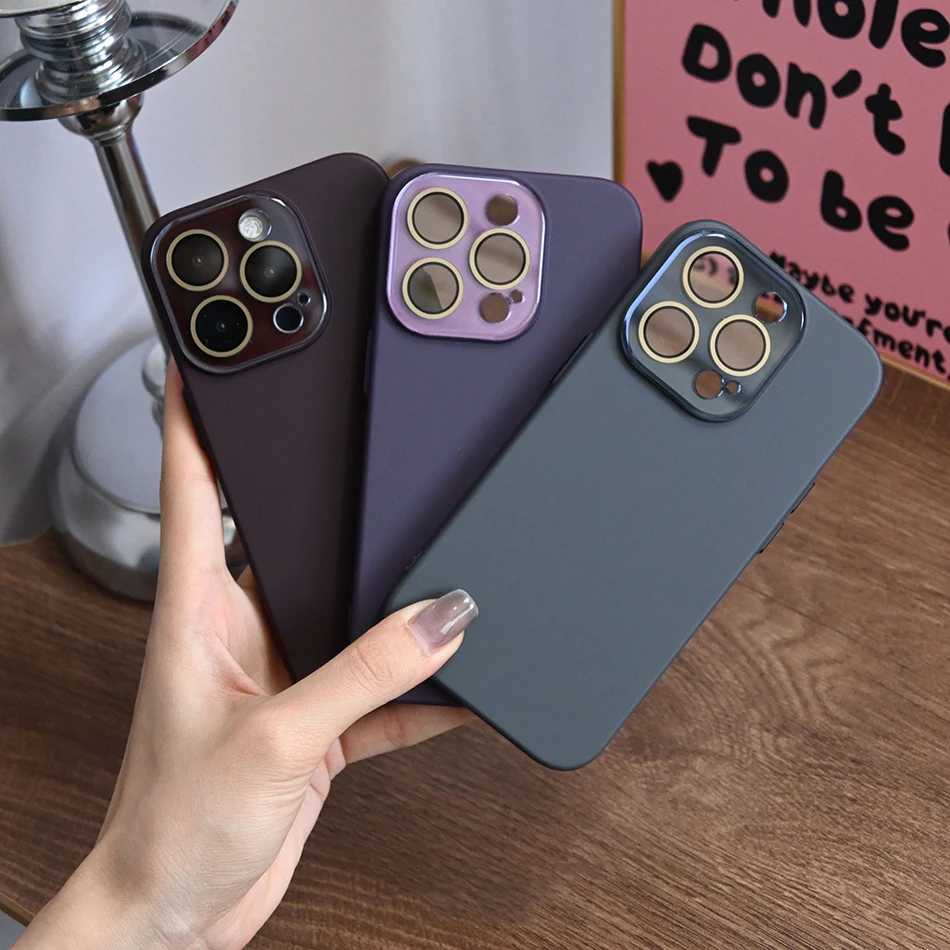 Luxury Crystal Lens Glass Protection Slim Matte Shockproof Case - Solid Color, Hard PC Cover