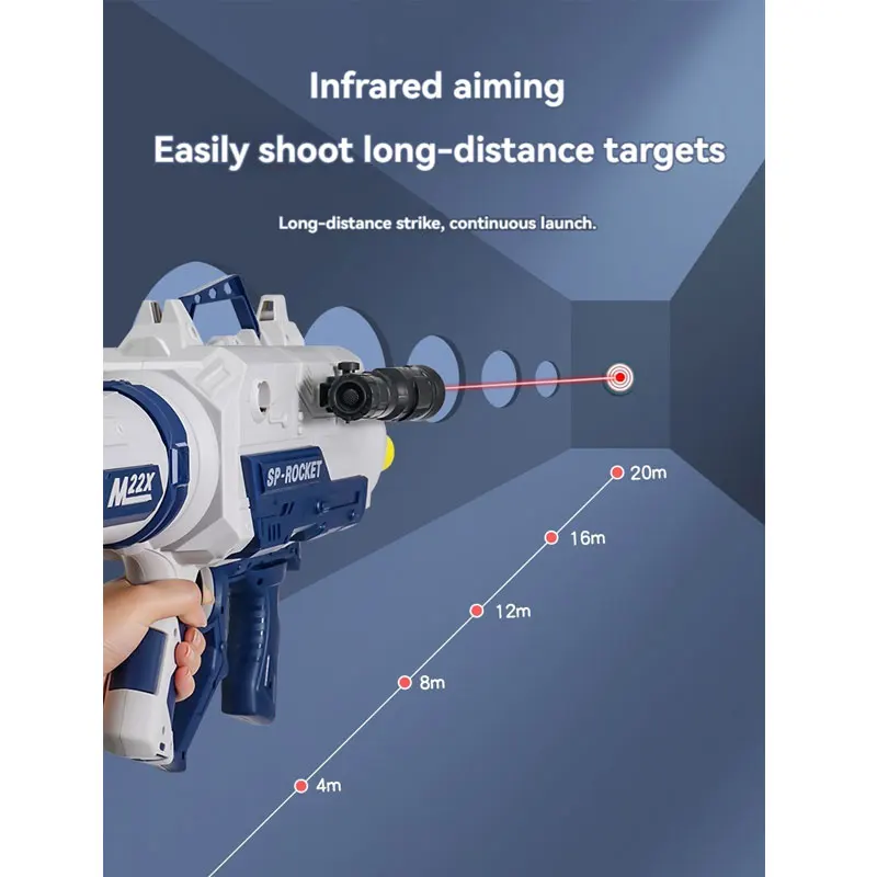 Kids Rocket Launcher Electric Toy Gun Bazooka Shooting with Voice Light Smoke Howitzer Soft Bullet Gun Boys Birthday Gifts 5