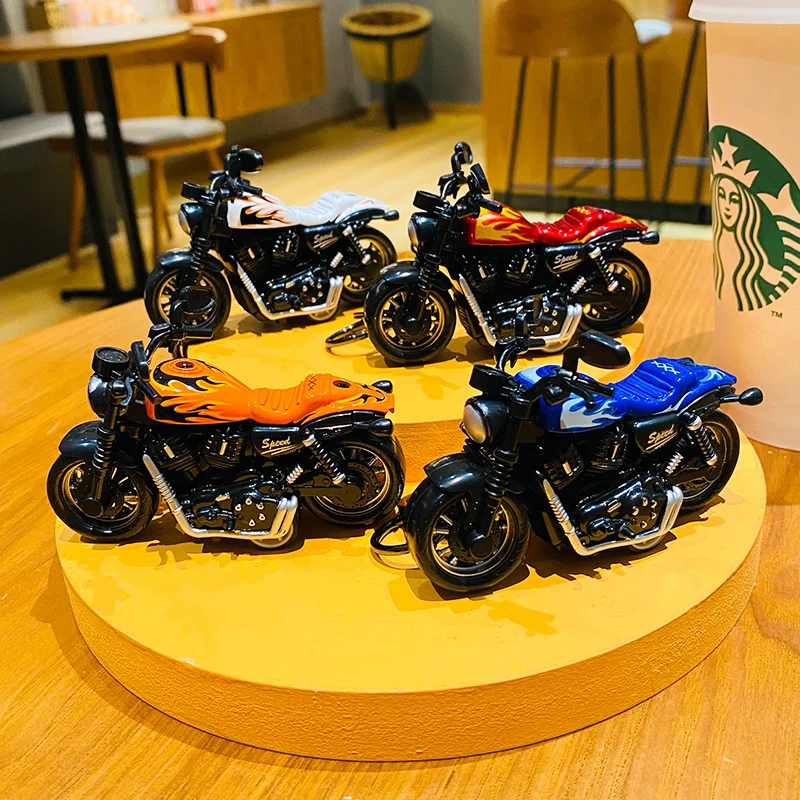 

3D Creative Harley Motorcycle Key Chain Fashion Car Key Chain Motocross Key Rings Cartoon Schoolbag Pendant Gift for Boyfriend