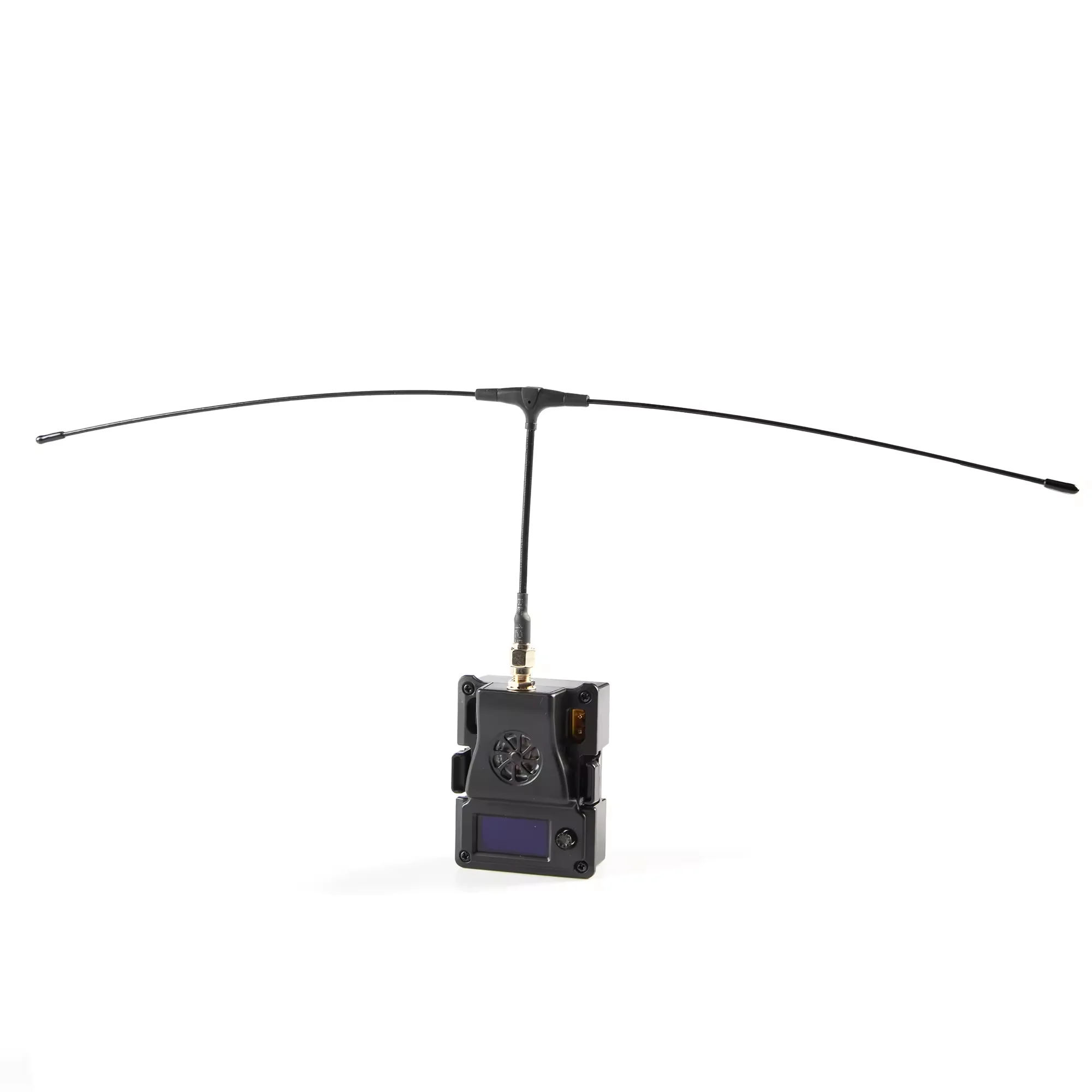 Module récepteur ELRS 360Mhz RX pour drone FPV, connecteurs et antenne visibles, offrant une portée exceptionnelle.