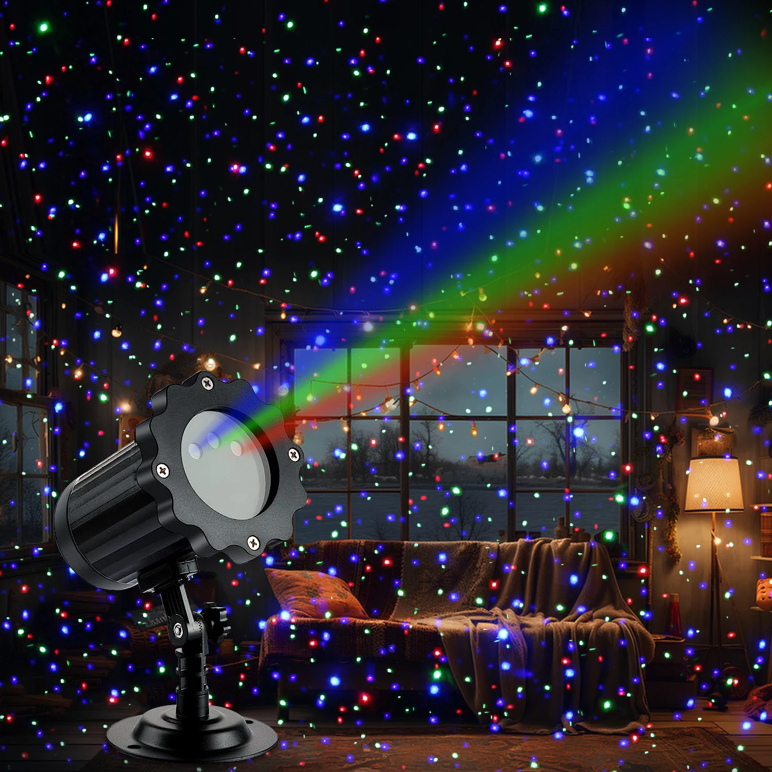 ALIEN Christmas Starry Laser Projector Lights Outdoor RGB Moving Star Shower With Remote