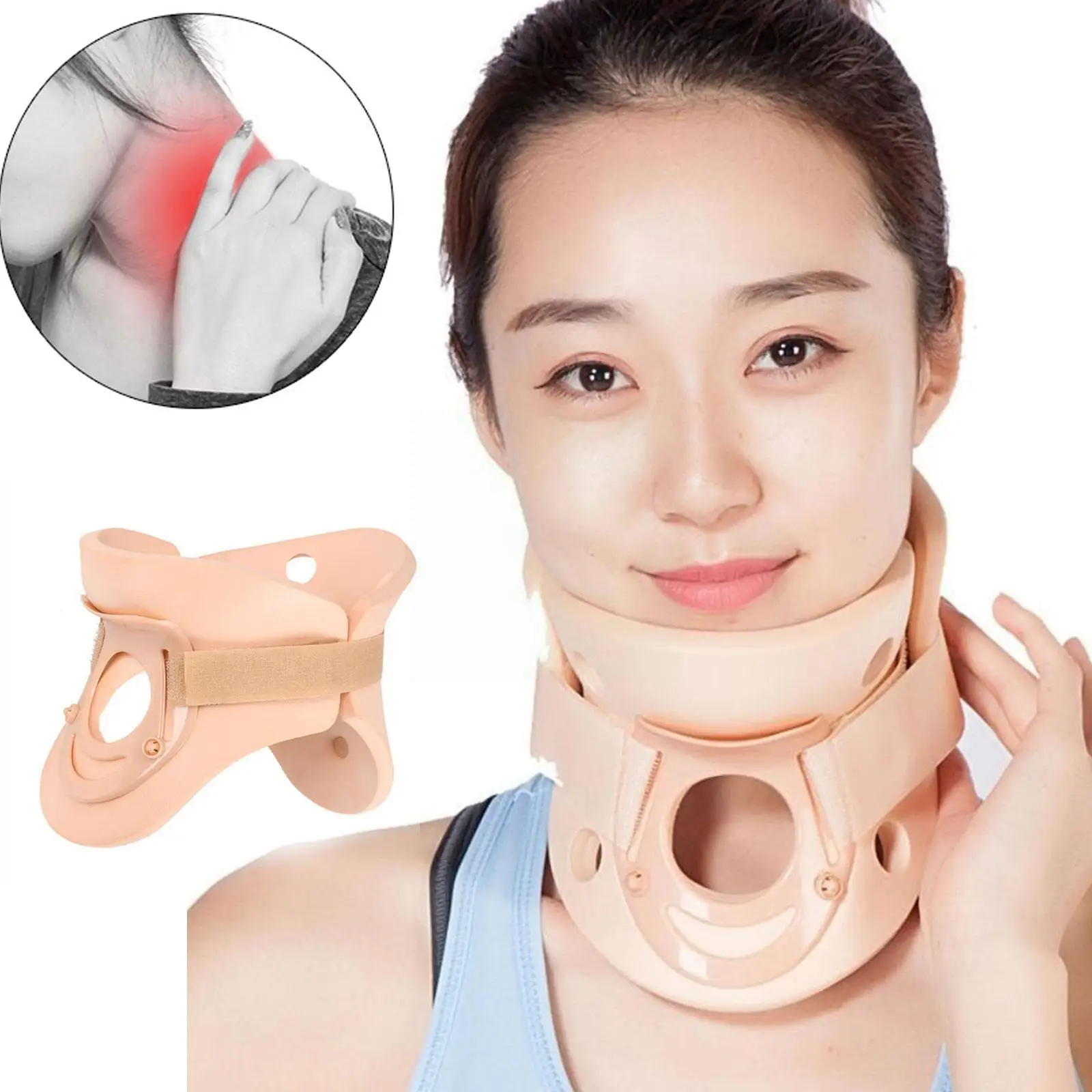 

New Adjustable Neck Brace Cervical Traction Collar Protector Support Fixator Pain Spinal Neck Relief Chin Neck Neck Orthosi C6F2