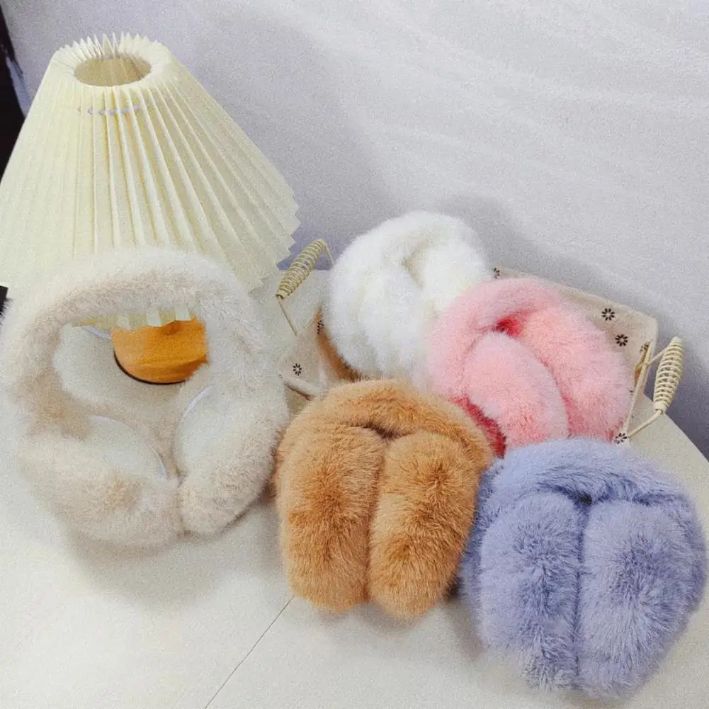 Winter Headphones Solid Color Elastic Non-slip Cute Unisex Earmuffs Winter Soft Thickened Plush Headband Ear Warmer warm earmuffs,fur earmuffs