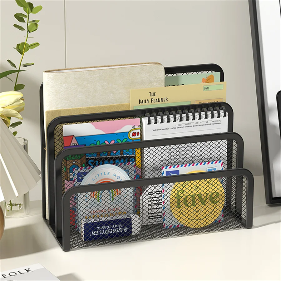 Organizador De Escritorio De Metal Negro Relaxdays - 17x16x17 Cm, 3 Cajones, Ideal Para Oficina O Casa