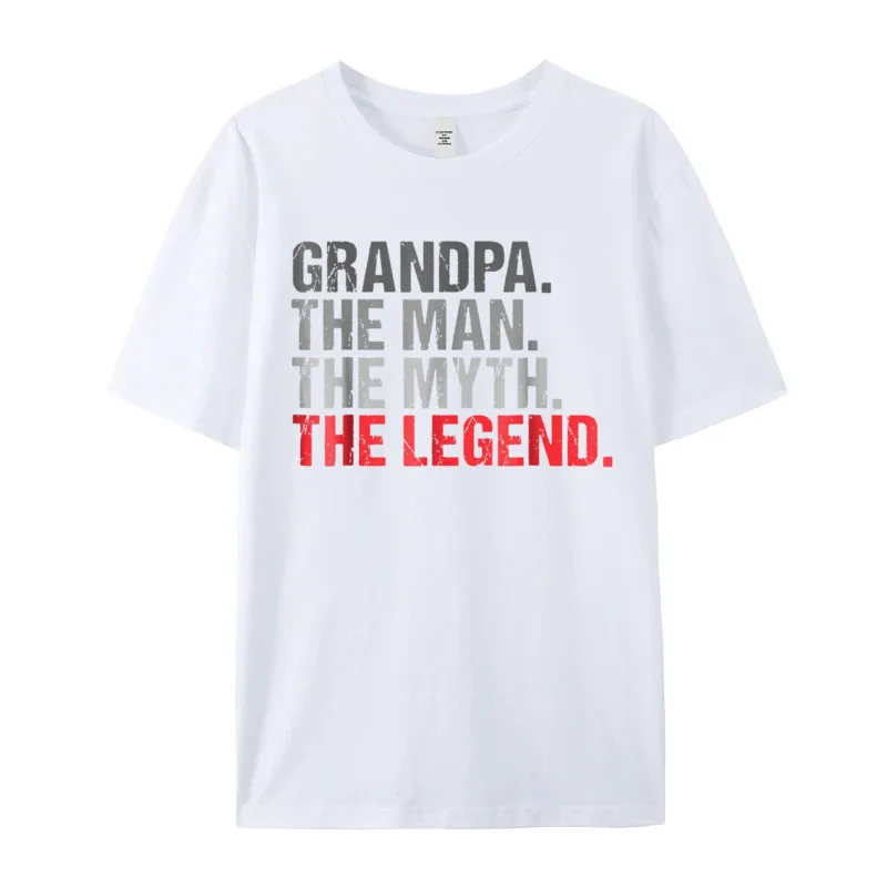 Mens Grandpa The Man The T Shirt Short Sleeve Party Retro Man Christmas Tops & Tees Party Tops Shirt Crew Neck All Cotton Mens Grandpa The Man The Myth The Legend Fathers Day T-Shirt__20554 white