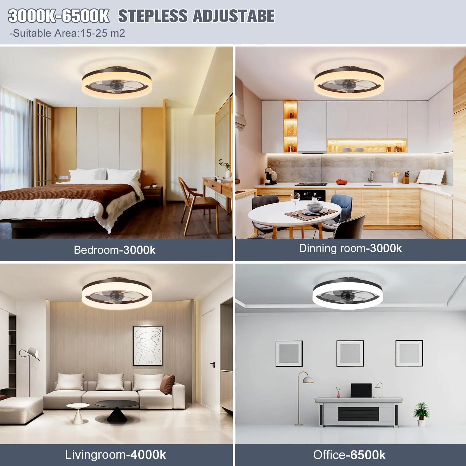 LED Ceiling Fan Light with Remote 6 Speed \u200b\u200bTimer Minimalist Decorative  Fixture for Study Living Room Silent Electric Fan - AliExpress, image size:1600x1600