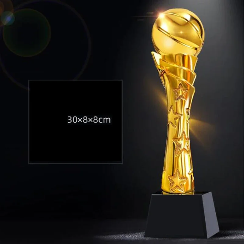 Customized Gold-Plated Resin Trophy for Billiards Volleyball Ball Gold Silver Copper Optional Event Awards Home Decor Honor, 1PC