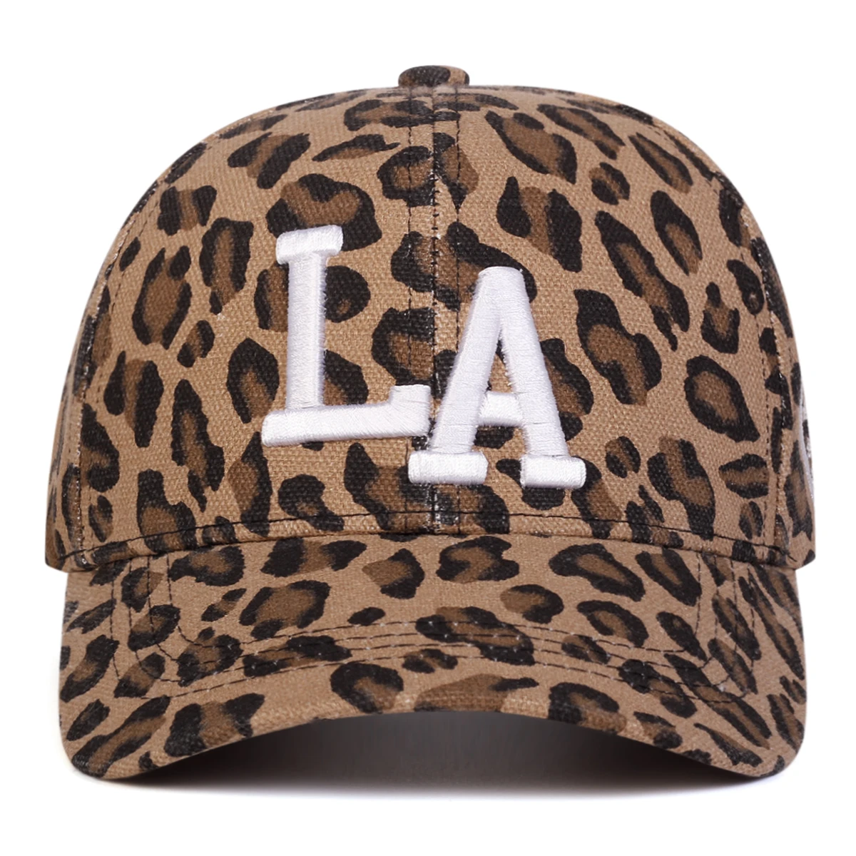 Unisex-Baseballkappen mit LA-Buchstaben-Stickerei und Leopardenmuster, verstellbar, für den Frühling und Herbst, lässiger Sonnenschutzhut – Detail 4