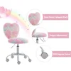 Desk Chair Faux Fur Study Chair for Teenage Girls, Adjustable Heart Shaped Kids Vanity Chair for Bedroom Reading Living Room 5