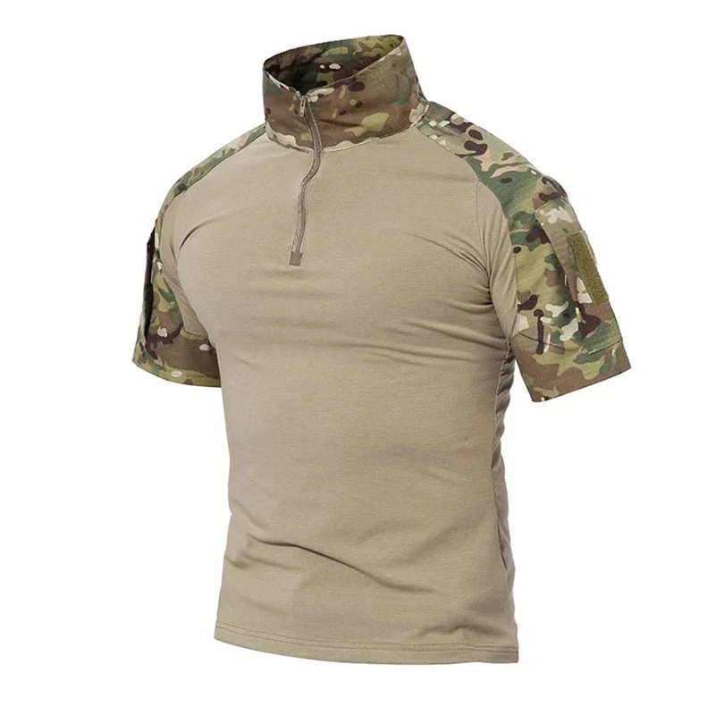 Tactical Summer Men Short Sleeves Camouflage Frog Suit Combat Hunting Workout T-Shirt
