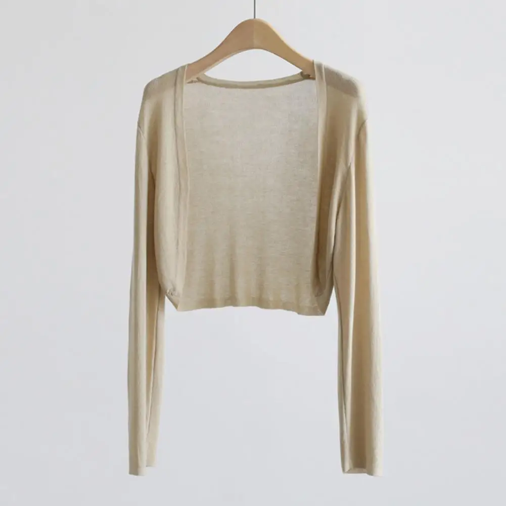 

Solid Color Cardigan Versatile Women's Open Stitch Cardigan Thin Warm Sun-protective for Spring Fall Long Sleeve Cardigan