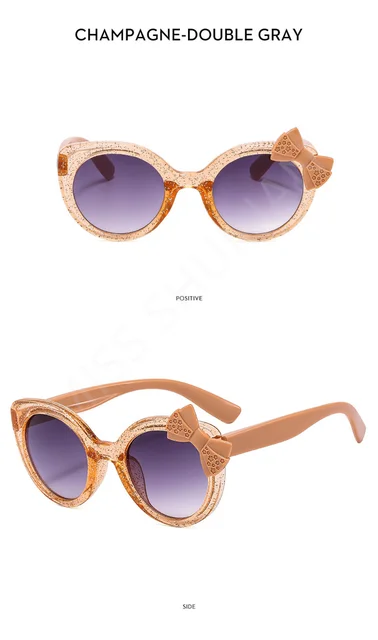 Óculos de sol infantil gatinho com laço para meninas e meninos_voghion.com