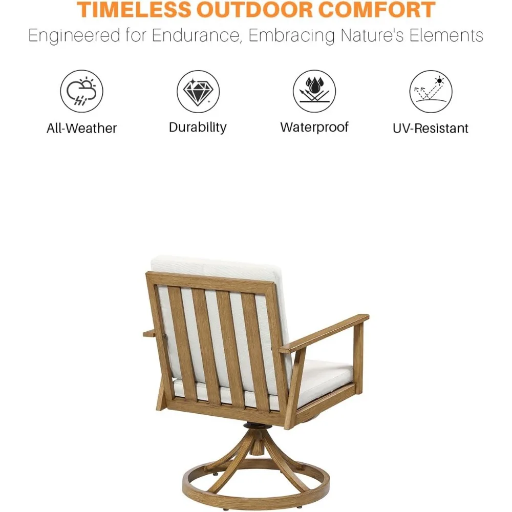 Outdoor Swivel Patio Dining Chair Set of 2,Pieces Outdoor Aluminum Patio Swivel Chairs with Cushions,Dining Furniture Chairs Set 5