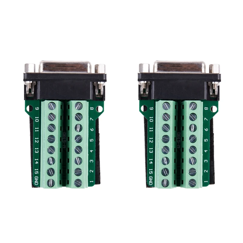 2X Db15 D-Sub Vga 15Pin Adattatore Femmina Jack Terminale Breakout Pcb Board