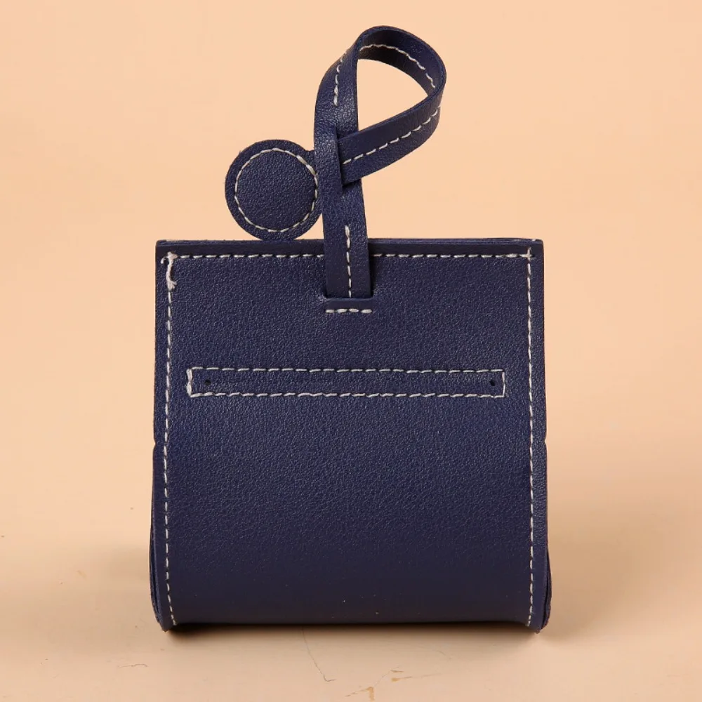 PU Leather Dog Poop Bag Dispenser Solid Color Portable Dog Waste Bag Cover Hangable Puppy Garbage Bags Holder