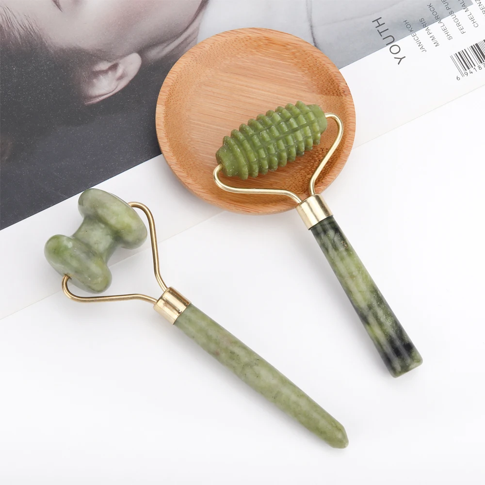 

1PC 5 Types Xiu Yu Jade Roller Facial Ridged Roller Skin Massage Roller Face Massage Tool Anti Aging Wrinkles Single/Double head