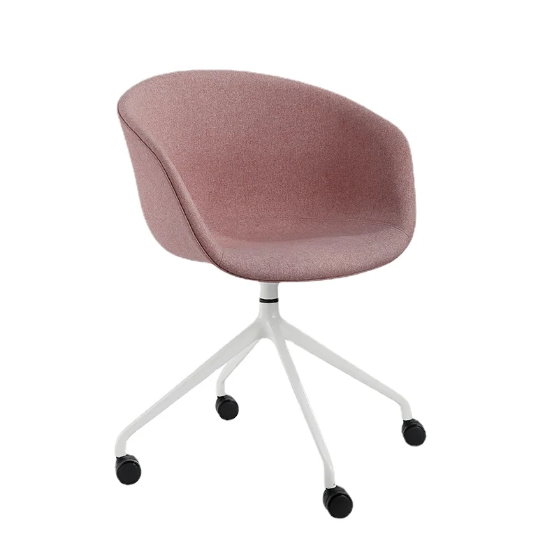 Metal 4 Legs Armchair Modern Furniture Pink Fabric Chair for Conference Study Meeting Training
