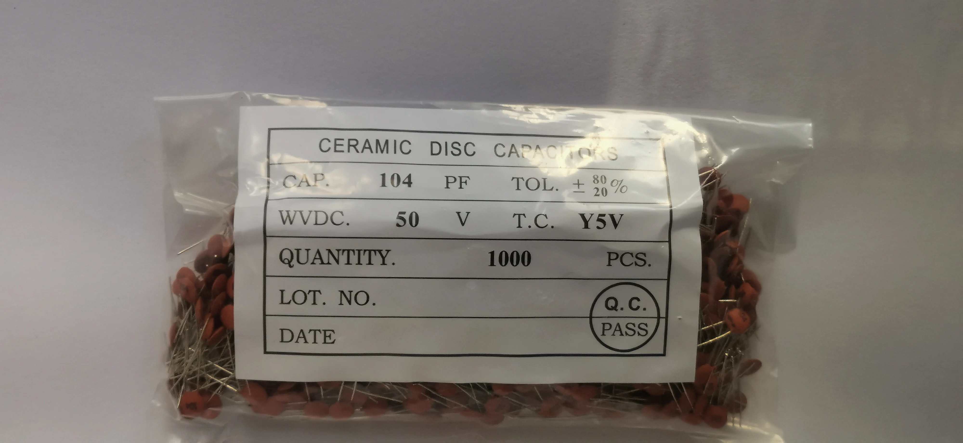 

1000pcs Ceramic capacitor 50V 100NF 100N 104 0.1UF