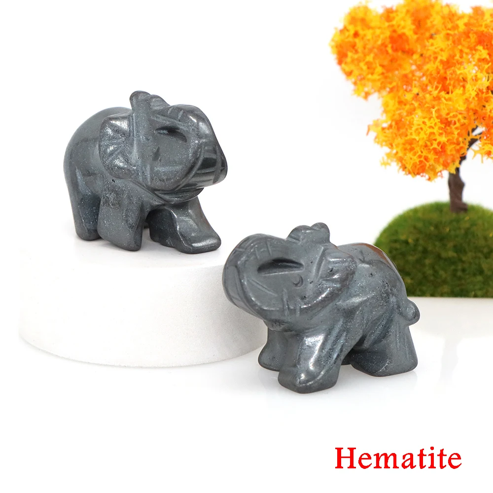 thumbnail image 1 of Estatua de elefante de la suerte de 1,5 pulgadas, Aventurina verde, amatista, piedra de cristal de cuarzo, estatuilla de Feng Shui de la fortuna, animales, decoración artesanal de chakras, 1 of 5