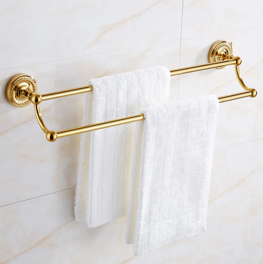 Antique brass towel holder towel bar rack shelf brass material 2 rod hanger bathroom hardwares