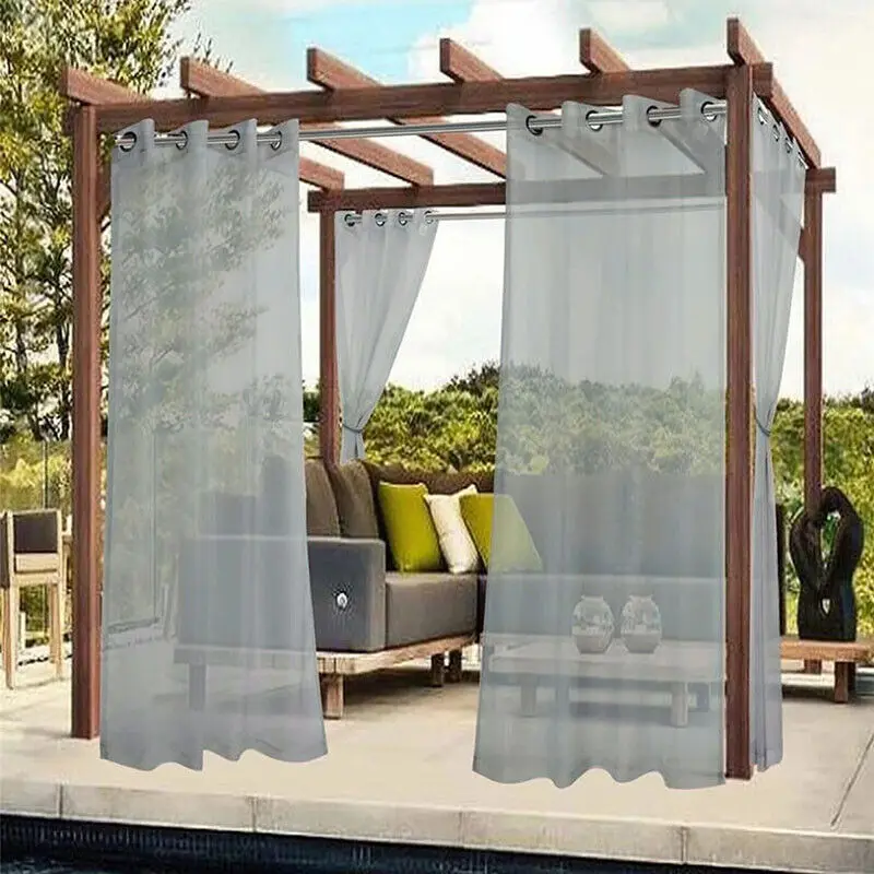 1pc Outdoor Detachable Curtain Waterproof Sheer Curtain For Patio Porch Garden Decor Outdoors Waterproof Sheer Curtain 5