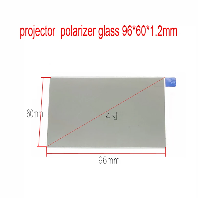 thermal-isolating polarizer glass 96*60*1.2mm for 4 inch lcd mini led projector repair for UC40 UC46 Rigal