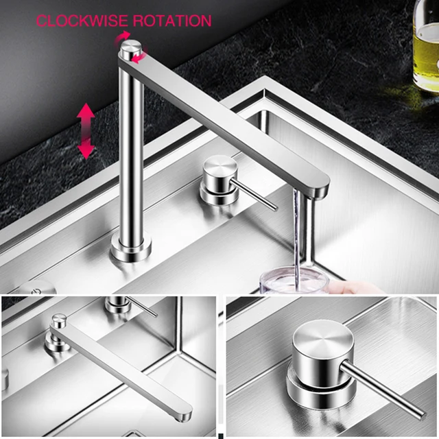 ASRAS อ่างล้างจานใหม่ฝาครอบคู่ซ่อนเดี่ยวขนาดใหญ่ขนาด 304 สแตนเลส 4 มม.ความหนา Handmade Brushed อ่างล้างจาน 4