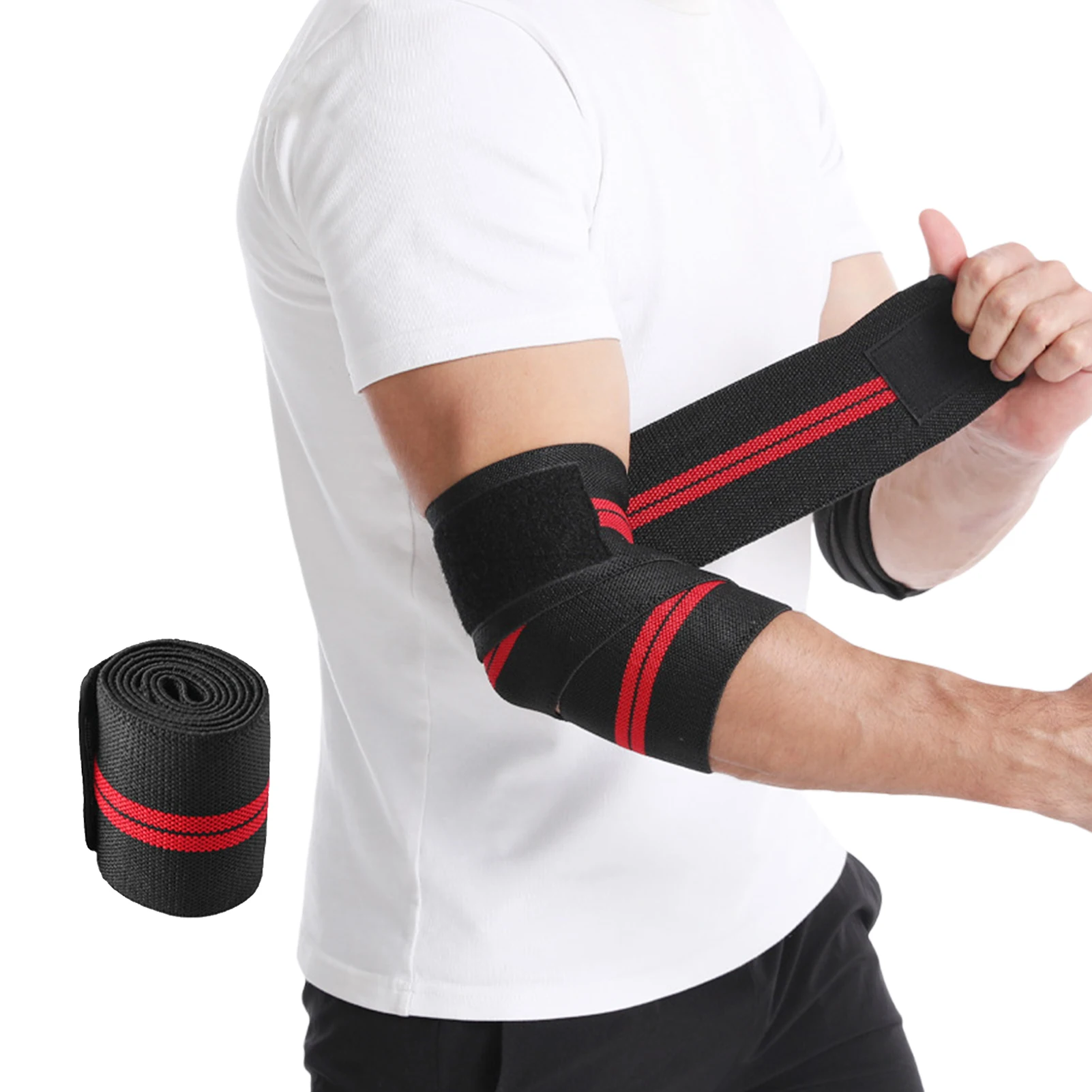 

2pcs Cross Training Gym Compression Brace Black Red For Workout Bodybuilding Elbow Sleeve Elastic Men Women Weightlifting Wraps