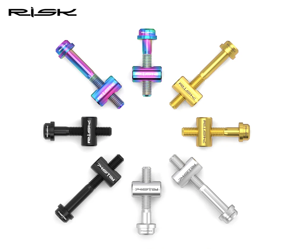 RISIKO 2 Stücke Fahrrad Sattelstütze Feste Schrauben TC4 Titanlegierung M5 * 30/40 MM MTB Rennrad Sattelstütze Sattel Feste Schrauben Regenbogen Gold – Detail 3