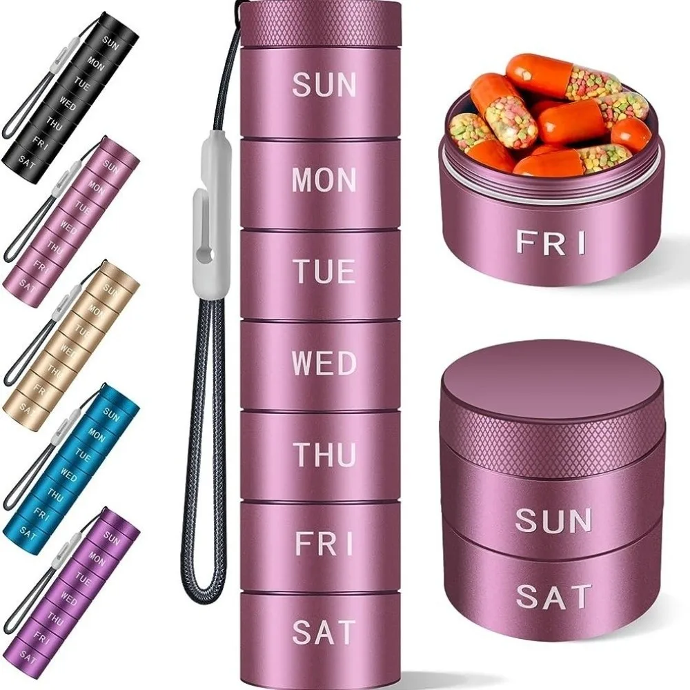 Portable Aluminium Travel Pill Organizer Moisture Proof 7 Day Pill Case Waterproof Daily Pill Box Travel
