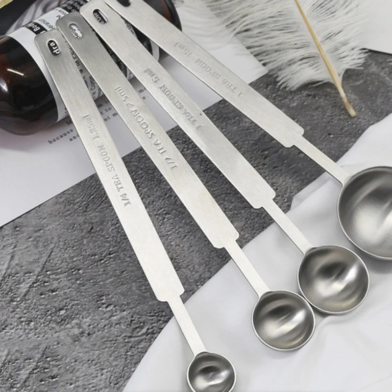 5Pc 2/2.7/3/4.4cm Stainless Steel durable Coffee Scoop Measuring Scoop Spoon Long Handle Metal Measure Spoon Coffee Tea Tools kitchen measuring spoons measuring spoon set electronic measuring spoon measuring cup and spoon set