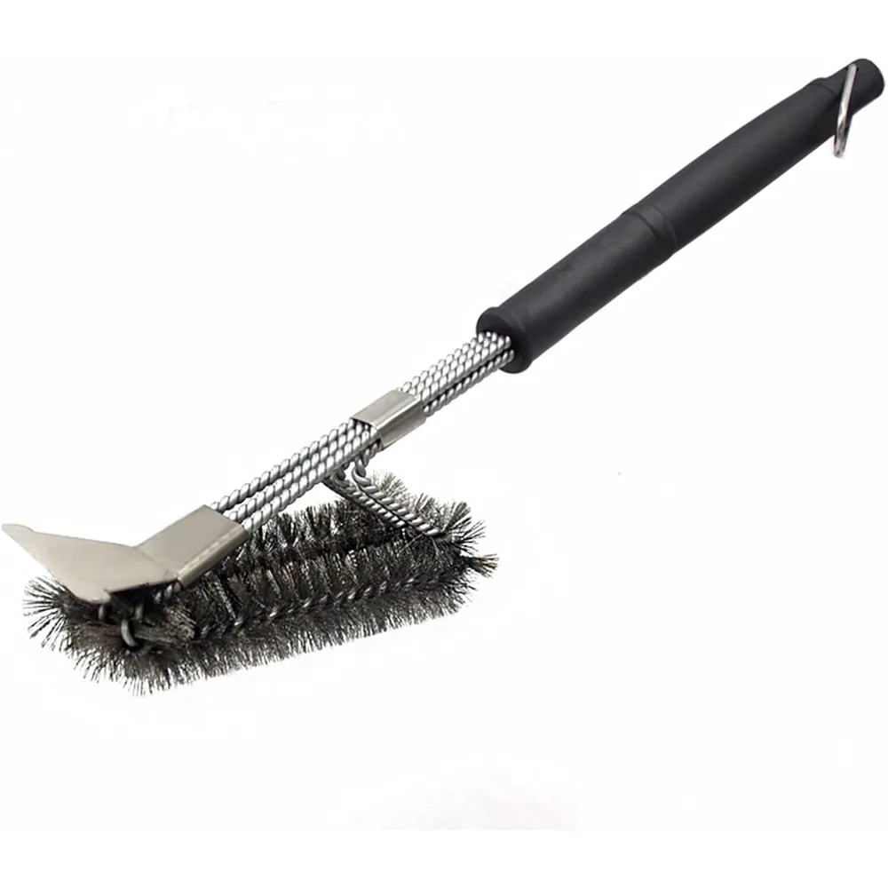 Scraper Three Head Oven, Baking Net, Cleaning Brush, Stainless Barbecue Brush