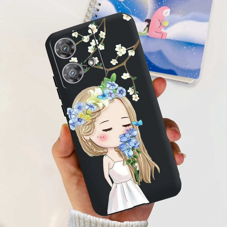 Cute Cat & Butterfly Soft Silicone Phone Case for Motorola Edge 40 Neo - Stylish Protective Back Cover