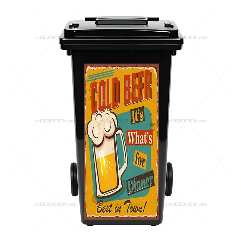 Trash Can Sticker Beer pattern series outdoor trash can stickers decorative murals PVC waterproof and oil resistant stickers