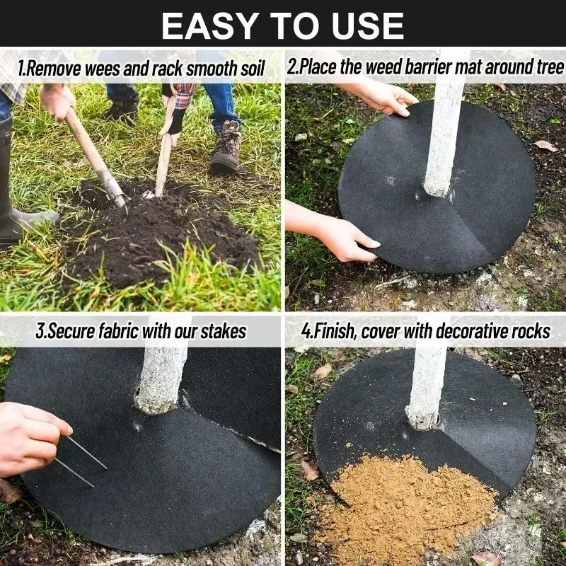 UCandy Pack 12 Non-Woven Tree Mulch Ring, 20.47 Inch Weed Barrier Mat,Degradable Tree Mulch Used To Inhibit Weed Growth And Landscape Weed Control Plant Root Protection