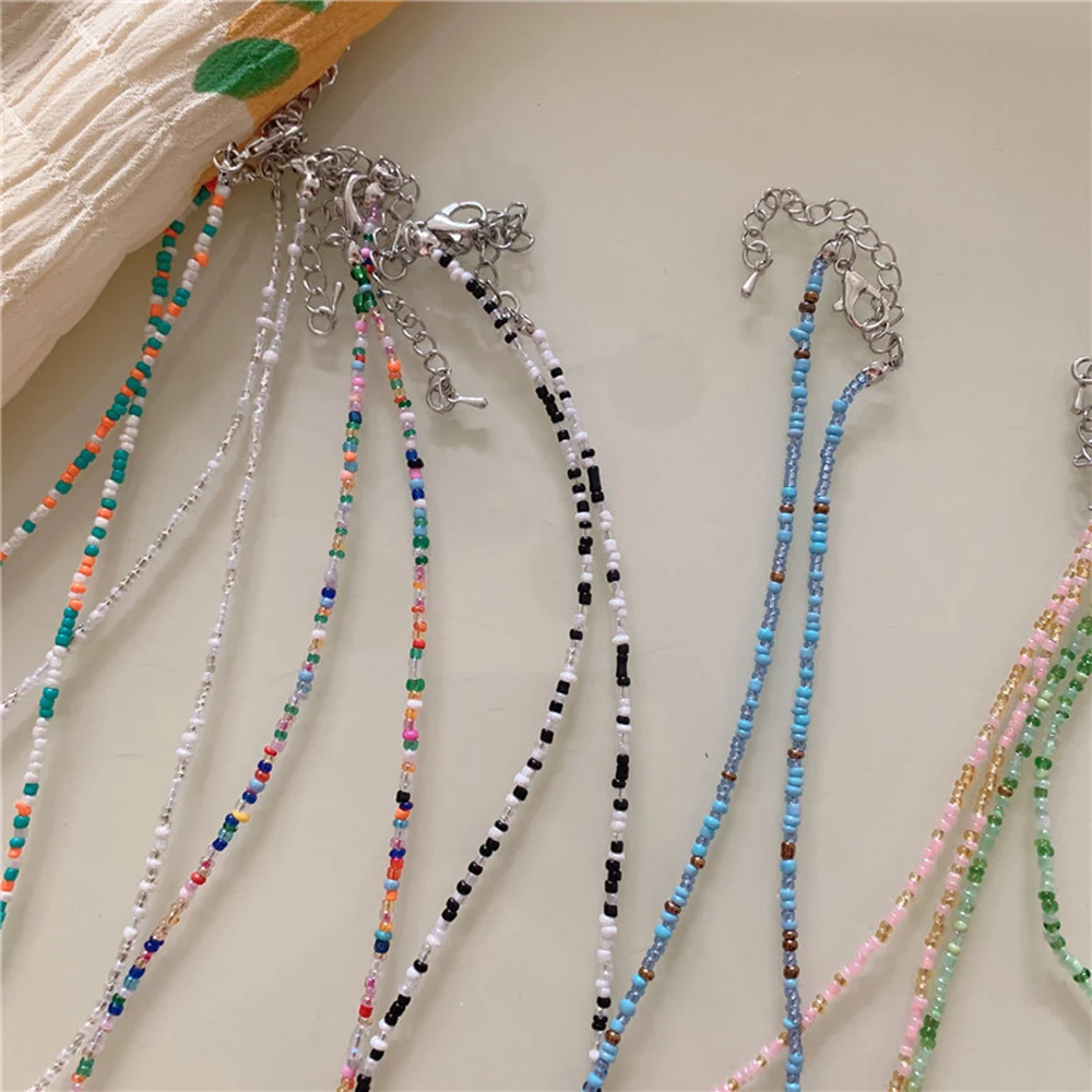 Böhmen einfache Rocailles Strang Choker Halskette String Kragen Charme bunt hand gefertigt für Frauen 2024 Modeschmuck Geschenke – Detail 4