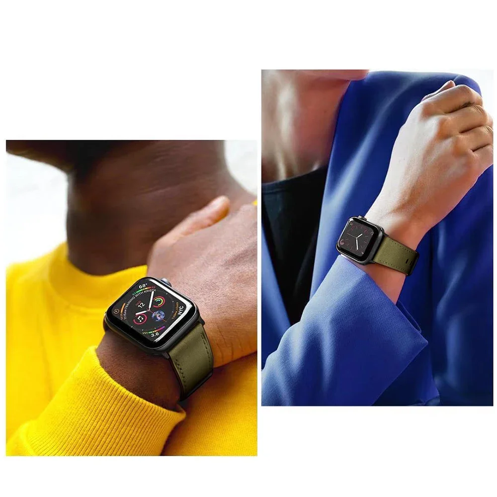 Premium Leather Strap for Apple Watch Ultra 9 8 7 45mm 41mm Soft Bracelet Wristband IWatch Series 6 5 4 3 SE 44mm 42mm 40mm 38mm