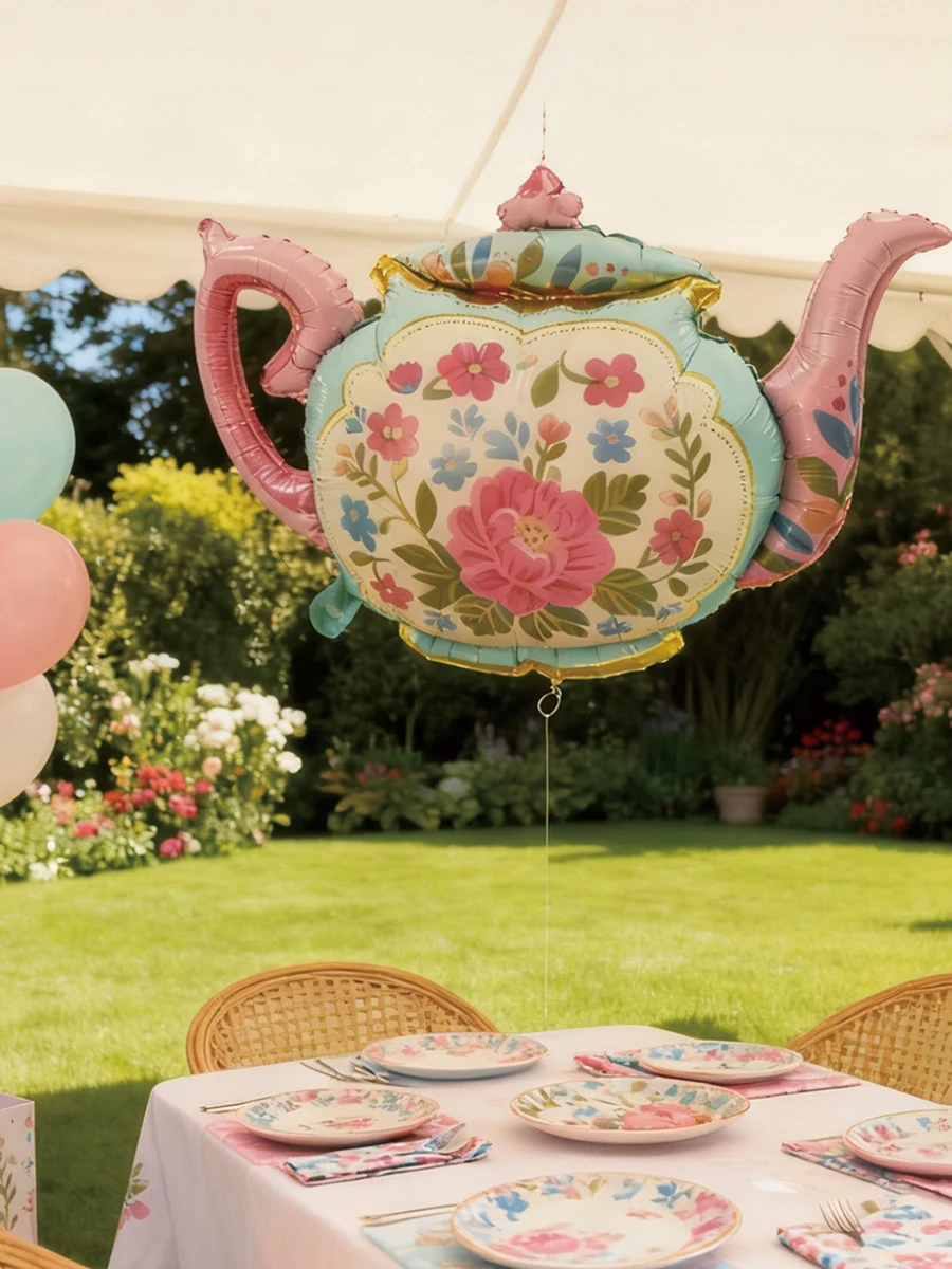 1 Stück Großer Teekannen-Ballon, Eleganter Vintage-Design-Ballon, für Geburtstagsfeiern, Hochzeiten, Nachmittagstee-Dekoration und Geschenke – Detail 1