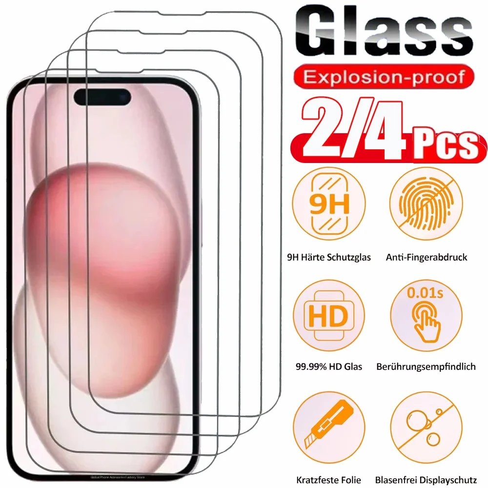 2~4枚入り スクリーンプロテクター 用 iPhone 17 16 Pro Max 用強化ガラス iPhone 17e 16e 15 14 13 12 11 Pro Max 製フロントフィルム iPhone17 Glass