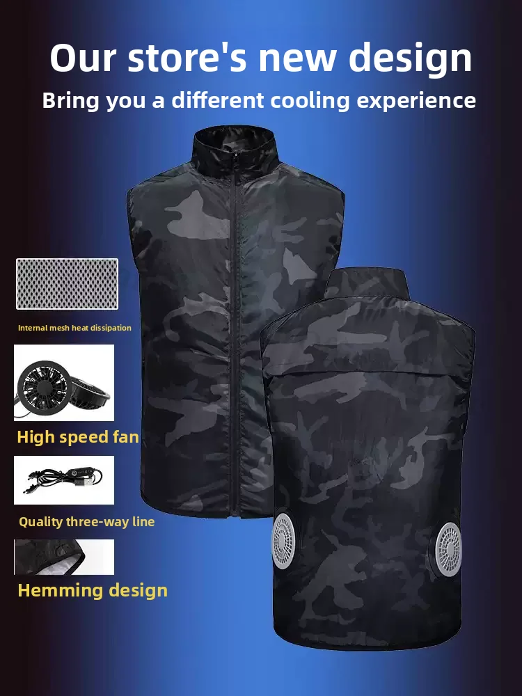 USB Rechargeable Cooling Vest Men Women Outdoor Fishing Work Air Conditioner Jacket Summer Breathable Lightweight Fan Clothing
