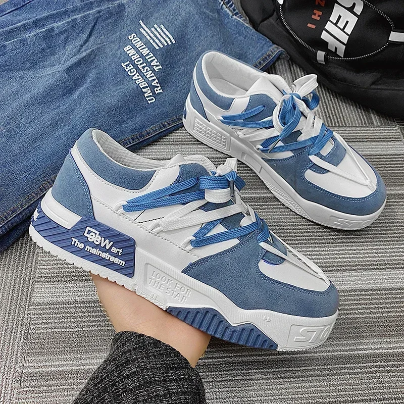 Sneakers Mens Shoes Designer Men Casual Shoes Trend Two-tone Lace Up Platform Student Shoes Male Vulcanized Zapatillas De Hombre