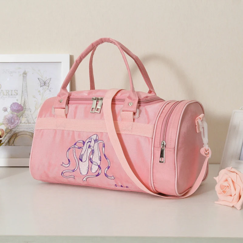 

Pink Embroidered Gym Bags Ballet Dance Bag Women Girls Ballet Sports Dance Backpacks Rucksack Cavans Ballet Bag For Child Girls