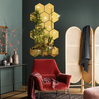 Rose Gold Hexagon Mirror Stickers 2