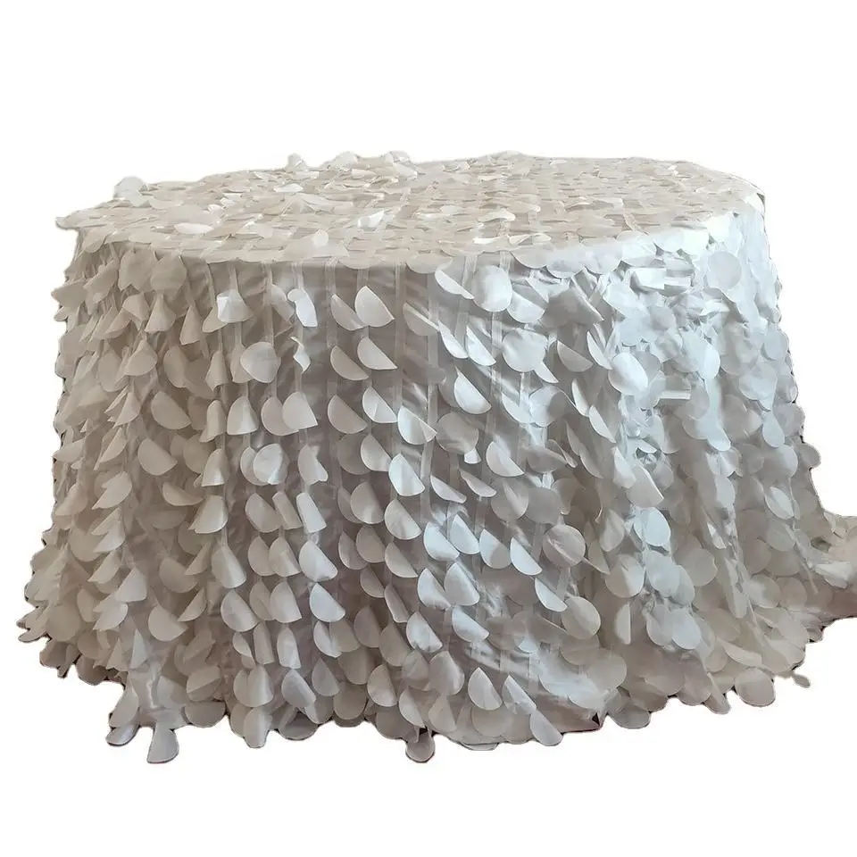 Solid White Sewing Embroidered Wedding Banquet Tablecloth High-end Luxury weding Party Table Cover Hotel Decoration Table Cloth