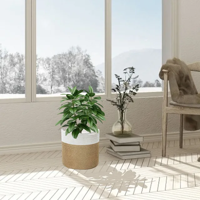 Panier à plantes en corde de coton, grande capacité, support de Pot de fleur tissé à la main, panier de rangement de jardinière d'intérieur pour magasin de plantes, jouets et vêtements 5