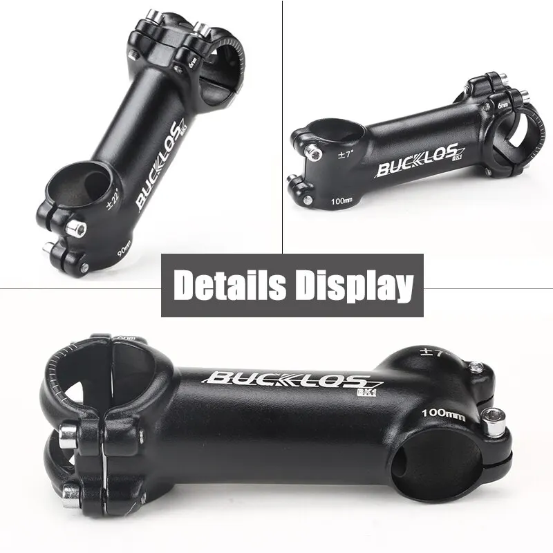 Bicycle Stem BUCKLOS 31.8mm 7/17/22 Degree Mountain Bike Handlebar Stem 80/90/100mm Aluminum Alloy MTB Cycling Parts