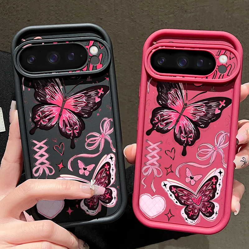 Pink Cartoon Butterfly Shockproof Soft TPU Phone Case
